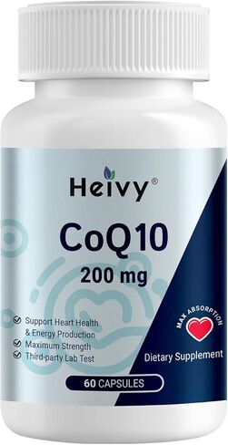 CoQ10 200mg - امتصاص مرتفع 99 ٪ ubiquinone أنزيم Q10 - Co Q 10 الدعم لدعم القلب ، مضادات الأكسدة والطاقة - 60 كبسولات نباتية in Kuwait