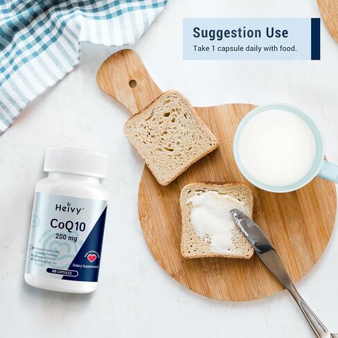 CoQ10 200mg - امتصاص مرتفع 99 ٪ ubiquinone أنزيم Q10 - Co Q 10 الدعم لدعم القلب ، مضادات الأكسدة والطاقة - 60 كبسولات نباتية in Kuwait