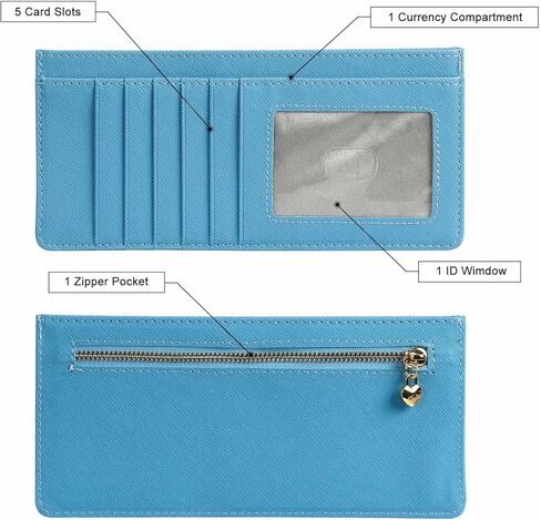 XEYOU Women Slim Rfid Blocking Credit Card Case Holder Wallet Zip ID Case Wallet Small Compact Leather Wallet Coin Purse in Kuwait