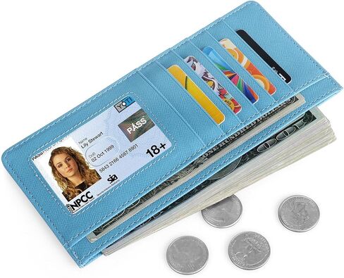 XEYOU Women Slim Rfid Blocking Credit Card Case Holder Wallet Zip ID Case Wallet Small Compact Leather Wallet Coin Purse in Kuwait