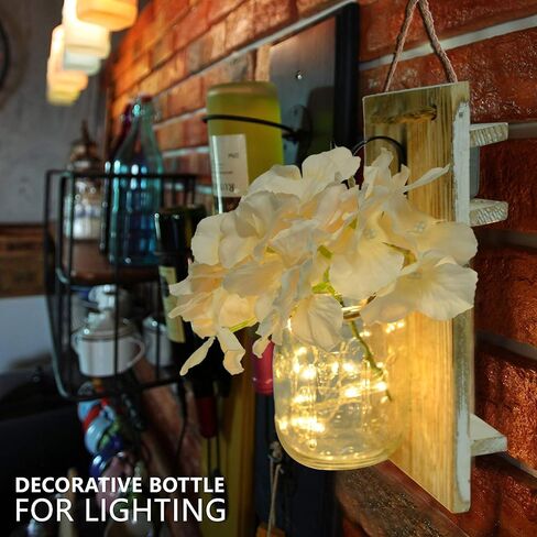 Mason Jar Sconce Rustic Home Wall Decor مع LED Fairy Lights - معلقة يدويًا ماسون جرة شمعدان 2 حزمة in Saudi Arabia