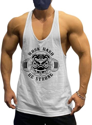 Mens Gym Bodybuilding Athletic Workout Muscle Stringer Y-Back Tank Tops Vest Sleeveless T-Shirt in Saudi Arabia