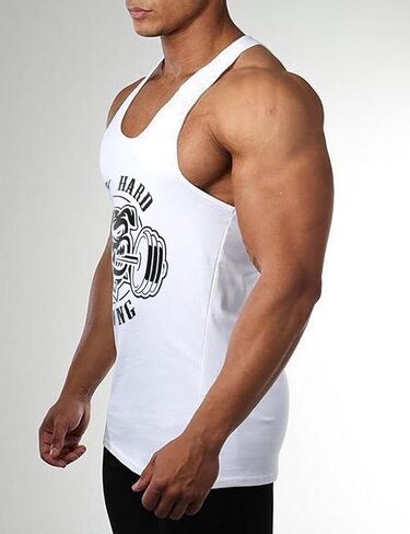 Mens Gym Bodybuilding Athletic Workout Muscle Stringer Y-Back Tank Tops Vest Sleeveless T-Shirt in Saudi Arabia