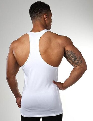 Mens Gym Bodybuilding Athletic Workout Muscle Stringer Y-Back Tank Tops Vest Sleeveless T-Shirt in Saudi Arabia