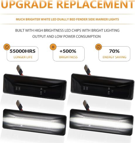LED Dually Bed Fender Side Marker Lights For 1994-2002 Dodge Ram 2500 3500 Dual Rear Wheel Marker Lamps Smoked Len (White Led) in Saudi Arabia