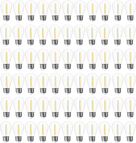 مصابيح Jslinter S14 LED، 25 حزمة، مصابيح سلسلة خارجية موفرة للطاقة 1 وات، 2700 ك أبيض دافئ، متين ومقاوم للماء، قاعدة E26، أجواء إديسون العتيقة، مثالية للفناء والحديقة وإضاءة الحفلات in Kuwait