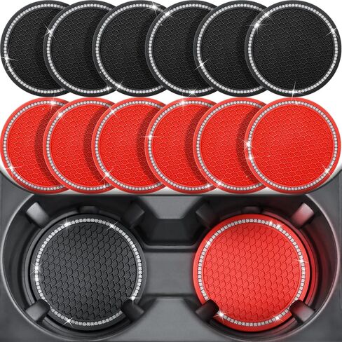 BYDOLL Car Cup Holder Coasters Non-Slip 6PCS 2.75 inch Universal Car Interior Accessories for Women Man,Coasters for Cup Holders Insert Black Waterproof Decor for Women in Saudi Arabia