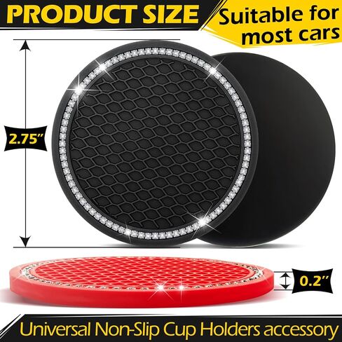 BYDOLL Car Cup Holder Coasters Non-Slip 6PCS 2.75 inch Universal Car Interior Accessories for Women Man,Coasters for Cup Holders Insert Black Waterproof Decor for Women in Saudi Arabia