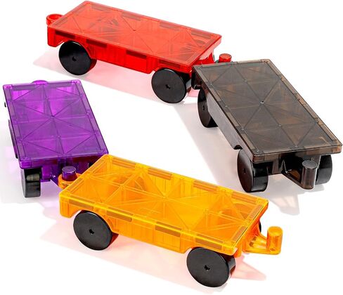 Magnetic Tiles Cars Construction Set - 4 PCS Magnetic Tiles Magnet Bricks Truck Sensory Toys, Educational Magnetic Cars Set Magnet Building Blocks for 3 4 5 6 7 8+ Year Old Girls Boys in Saudi Arabia