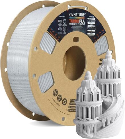 OVERTURE Turbo PLA Filament 1.75mm Rapid PLA Filament High Speed ​​600mm/s، 1KG Cardboard Spool (2.2lbs)، دقة الأبعاد +/- 0.02mm، تناسب معظم طابعات FDM (رمادي رخامي) in Saudi Arabia