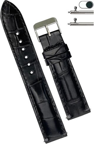 مصنوعة يدويًا AIII-Gator Watch Band Men Quick Release Croc Premium Leather Watch Strap استبدال الألبوس الفضية الفضية مفصل 18 مم 19 مم 20 مم 21 مم 22 ملم 24 ملم in Kuwait