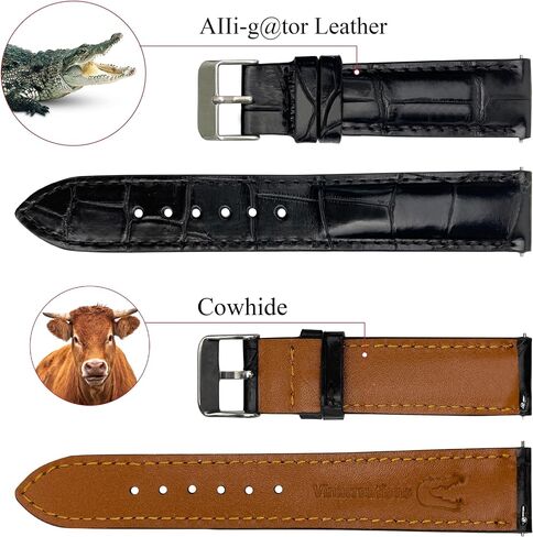 مصنوعة يدويًا AIII-Gator Watch Band Men Quick Release Croc Premium Leather Watch Strap استبدال الألبوس الفضية الفضية مفصل 18 مم 19 مم 20 مم 21 مم 22 ملم 24 ملم in Kuwait