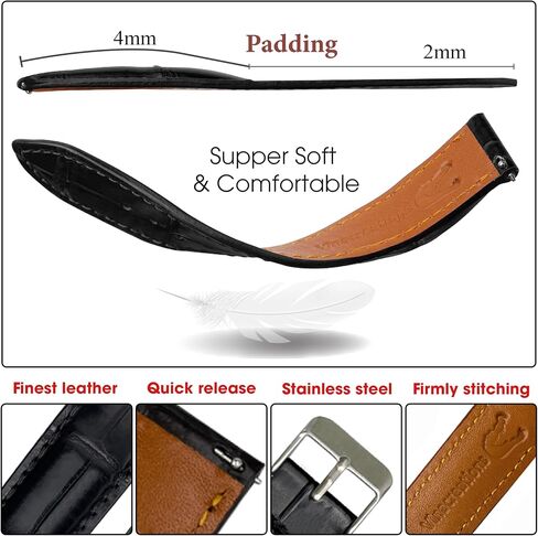 مصنوعة يدويًا AIII-Gator Watch Band Men Quick Release Croc Premium Leather Watch Strap استبدال الألبوس الفضية الفضية مفصل 18 مم 19 مم 20 مم 21 مم 22 ملم 24 ملم in Kuwait
