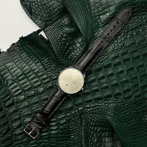 مصنوعة يدويًا AIII-Gator Watch Band Men Quick Release Croc Premium Leather Watch Strap استبدال الألبوس الفضية الفضية مفصل 18 مم 19 مم 20 مم 21 مم 22 ملم 24 ملم in Kuwait