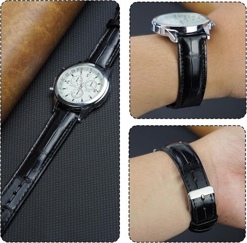 مصنوعة يدويًا AIII-Gator Watch Band Men Quick Release Croc Premium Leather Watch Strap استبدال الألبوس الفضية الفضية مفصل 18 مم 19 مم 20 مم 21 مم 22 ملم 24 ملم in Kuwait