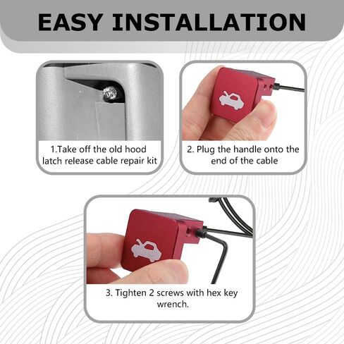 Hood Latch Release Handle Cable Aluminum Alloy Repair Kit, Hood Release Handle, Heavy Duty Hood Cover Lock Switch Compatible with Honda Civic 1996-2011, CR-V 1997-2006, Element 2003-2011 in Saudi Arabia