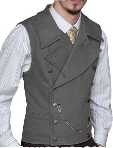 Ceehuteey Mens Suit Suede Double Breadged Vest Classic Groomsmen Wedding Weistcoat Leath in Kuwait