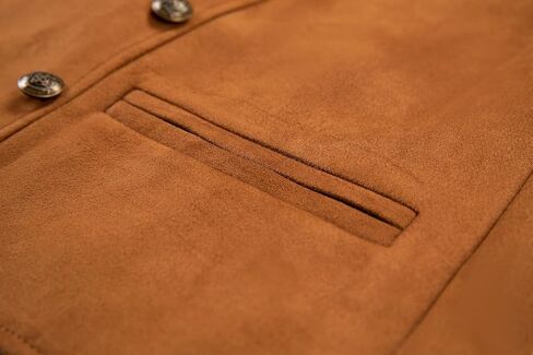 Ceehuteey Mens Suit Suede Double Breadged Vest Classic Groomsmen Wedding Weistcoat Leath in Kuwait