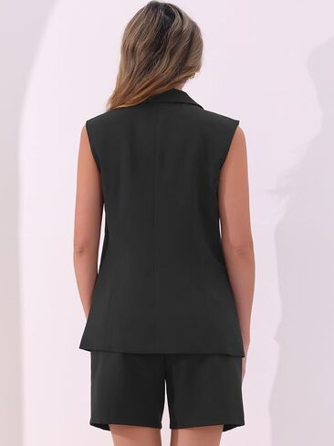 Allegra K Blazer Vest Shorts Suit Set for Women's Summer Sleeveless Blazer Shorts Business Casual 2 Piece Outfits in Saudi Arabia