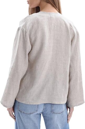 Amazhiyu Women's 100% Linen Draped Open Cardigan Summer Casual Asymmetric Tops in Saudi Arabia