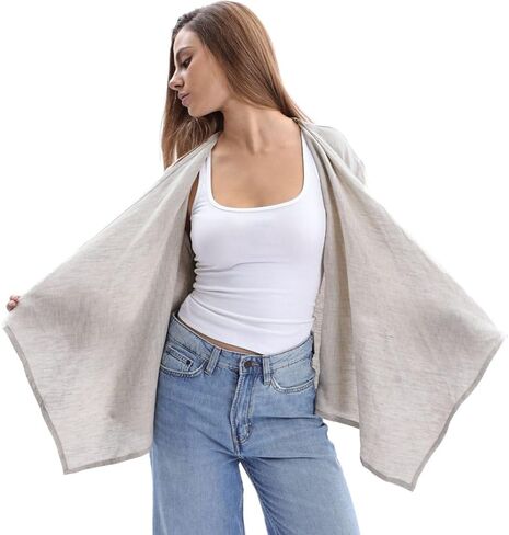 Amazhiyu Women's 100% Linen Draped Open Cardigan Summer Casual Asymmetric Tops in Saudi Arabia