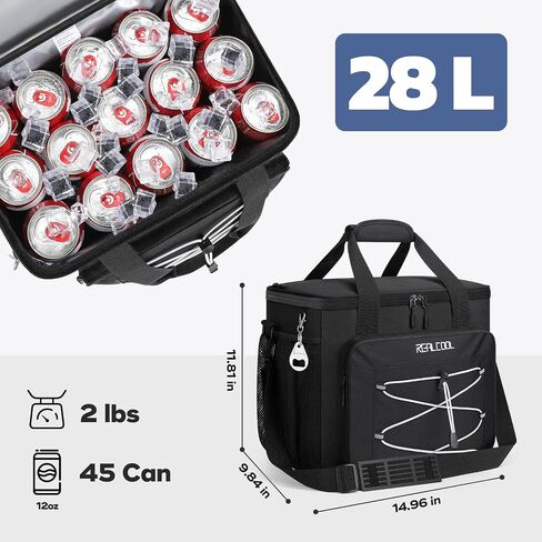 RealCool 35/45 Can Collapsible Soft Cooler Bag, Leakproof Ice Chest | 24h Cold (With Ice), Multi-Pockets, 5-Layer Insulation,Perfect For Lunch,Camping, Picnics, Beach, Road Trips, Work,Kayaking in Kuwait