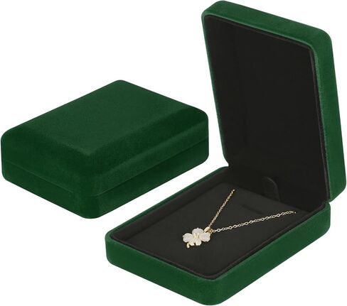 2 Pieces Metal Velvet Necklace Pendant Gift Box, Small Jewellry Storage Display Case for Women for Wedding Engagement Birthday Anniversary (Black) in Saudi Arabia