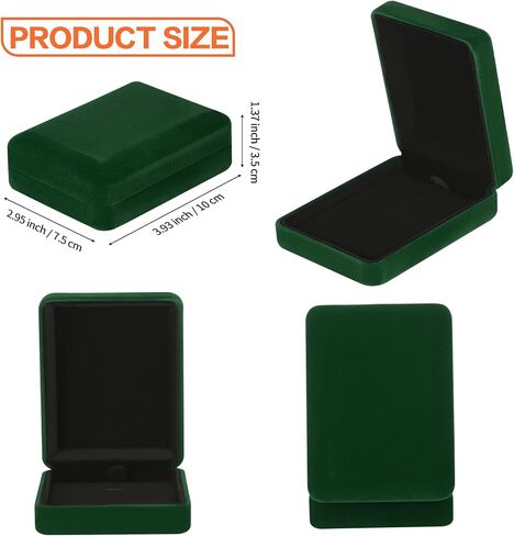 2 Pieces Metal Velvet Necklace Pendant Gift Box, Small Jewellry Storage Display Case for Women for Wedding Engagement Birthday Anniversary (Black) in Saudi Arabia