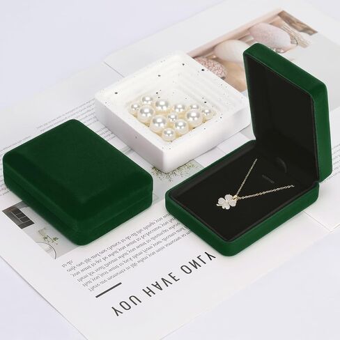 2 Pieces Metal Velvet Necklace Pendant Gift Box, Small Jewellry Storage Display Case for Women for Wedding Engagement Birthday Anniversary (Black) in Saudi Arabia