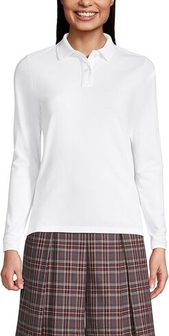 Lands' End School Uniform Women's Long Sleeve Feminine Fit Mesh Polo Shirt in Saudi Arabia