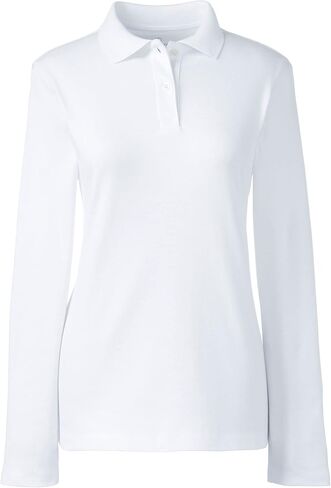 Lands' End School Uniform Women's Long Sleeve Feminine Fit Mesh Polo Shirt in Saudi Arabia