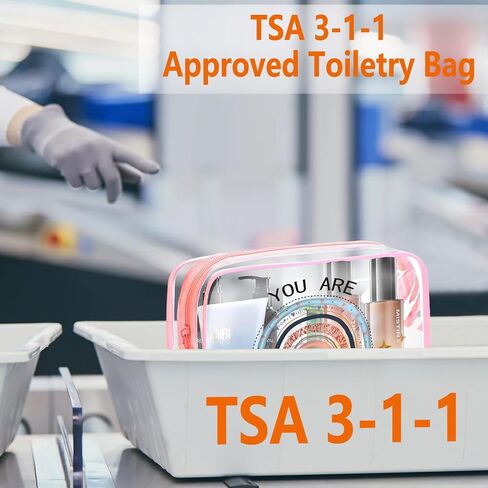 حقيبة أدوات الزينة المعتمدة من TSA 3pcs - 3 أكياس سفر واضحة لأدوات النظافة ، تحمل حقيبة متوافقة مع شركات الطيران في المطار ، أكياس مكياج أكياس صفاحة واضحة حقيبة سفر بحجم كوارت ، أسود in Kuwait