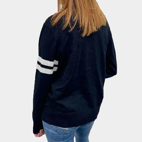 Hip Hop 50's Shop Women's V Neck Knit Varsity Cardigan Sweater Letterman Lightweight in Kuwait