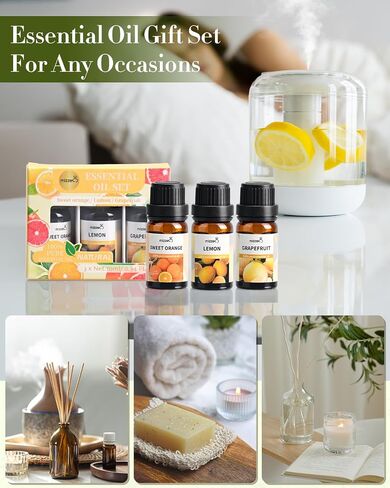 MIZZEO Fruity Essential Oil Set, Premium Pure & Natural Aromatherapy Essential Oils for Diffuser for Home, 3 * 10 ML Diffuser Oil Gift Set- Sweet Orange,Lemon,Grapefruit in Saudi Arabia