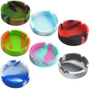 7Pack Silicone Ashtray Round Design Premium Silicone Rubber High Temperature Heat Resistant Ashtray for Indoors Outdoors (7 Mixed Color)