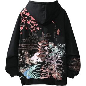 SHINsuke Men Women Japanese Anime Hoodie Y2K Harajuku Sakura Sweatshirt Korean Long Sleeve Fleece Pullover Tops Clothes