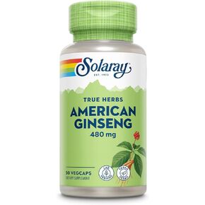 SOLARAY American Ginseng 480 mg | Adaptogenic Herb | Healthy Stress, Energy & Physical Endurance Support | 50 VegCaps