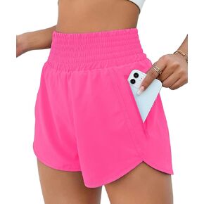 Women's Running Shorts High Waisted Athletic Shorts Sporty Workout Shorts Zip Pocket