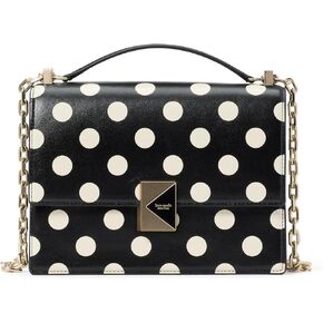 kate spade new york Deco DOT FINE Grain Leather Chain Shoulder, Black Multi
