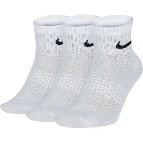 Nike Everyday Lightweight Ankle Training Socks (3 Pair) (White/Black, XL)
