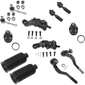 TRQ Front Steering & Suspension Kit Ball Joint Steering Rack & Pinion Bellow Sway Bar Stabilizer Link Tie Rod Compatible with 1995-2000 Toyota Tacoma