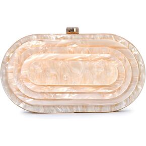 Fecialy Acrylic Evening Clutch Bag for Women Shell Shape Handbags Marbling Purse Formal Party Bridal Wedding Crossbody Bag