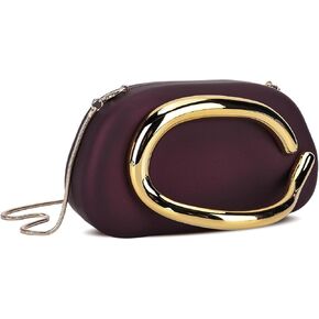 Clutch Purse for Women Gold Metal Closure Burgundy Red Clutch Evening Bag Chain Crossbody Purse