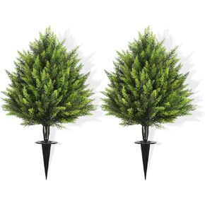HMASYO 2 قدم أشجار Topiary Trees Topiary مصطنعة مع مجموعة من 2 ، شجرة السرو المزيفة الأشعة فوق البنفسجية مقاومة