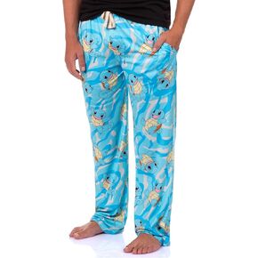 Pokemon Men's Squirtle #007 Water All Over Print Adult Pajama Pants Sleep Lounge Bottoms