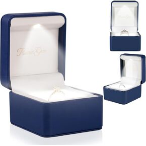 IlluminGem LED Engagement Ring Box with Base Mood Lighting - Aurora Dynamic & 5 Solid Colors, Dual Lights, Rechargeable Jewelry Case for Wedding/Proposal/Anniversary - Ambiance Ready