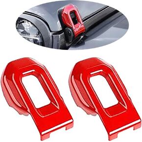 1 Pack 2 pcs Hood Latch Lock Catch Brackets Cover,Hood Buckle Decorative Plate,ABS Decoration Accessories,Compatible with Jeep JL Wrangler Gladiator JT Car Hood Brackets Cover (Red)