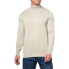 BOSS Men's Square Logo Cotton Blend Turtle Neck Sweater in Saudi Arabia