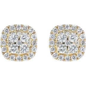 Small 3D Square 14K Yellow Gold 925 Sterling Silver Micro Pave Iced Unisex Cz Mini Cube Shape Tiny Hip Hop Screw Back Post Flower Cluster Stud Earrings For Men Women Jewelry Gifts