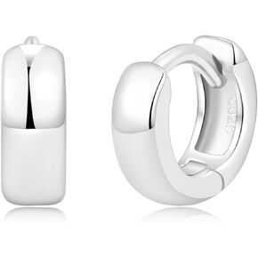 SOLD S925 Silver Hoop Huggie أقراط | عريضة عريضة الأطواق | Hypoallergenic | شفاء الأذن | حلزون الغضروف الأذن |